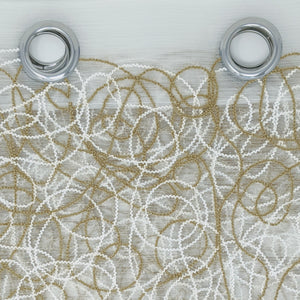 Gold on White Sydney Sheer Curtain | 60" by 90"