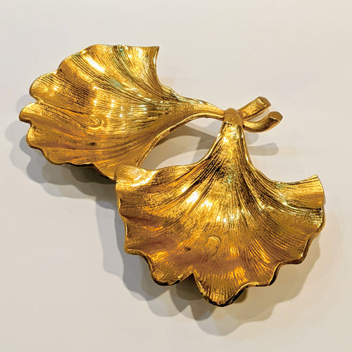 Ginkgo Leaf Shape Trays Showcase Room Fashion Decor Plate - Gold