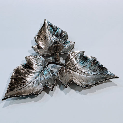 Elegance Silver Maple Leaf Dish Three Tier