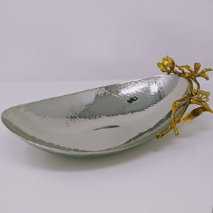 Gilded Flower Boat Tray | Gold Trim 15" Long