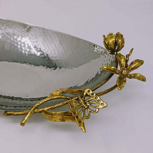 Gilded Flower Boat Tray | Gold Trim 15" Long