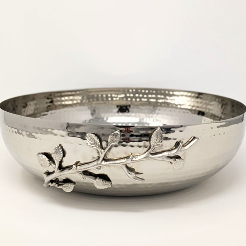 Low Stainless Steel Hammered Bowl | Silver Trim 12