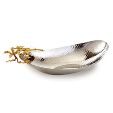 Load image into Gallery viewer, Gilded Flower Boat Tray | Gold Trim 15&quot; Long
