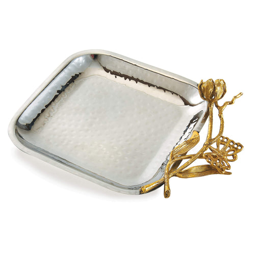 Gilded Flower Flat Square Tray | 12