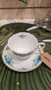 Blue Country Rose Cup and Saucer Set | Pair