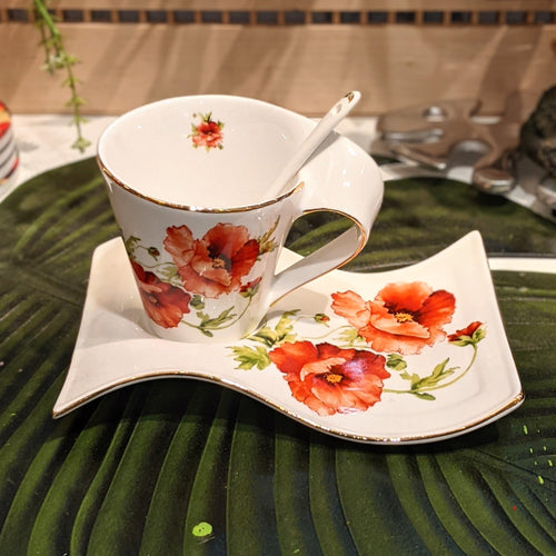 Wave Cup and Saucer Set |poppy