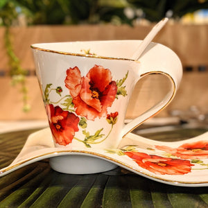 Wave Cup and Saucer Set |poppy