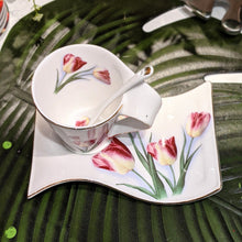 Load image into Gallery viewer, Wave Cup and Saucer Set | Flowers
