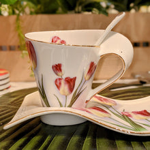 Load image into Gallery viewer, Wave Cup and Saucer Set | Flowers
