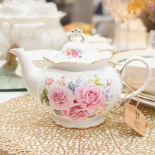 Load image into Gallery viewer, Porcelain Pink Roses Teapot 1000ml (4 Cups)
