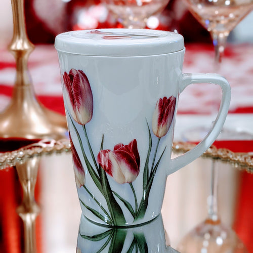 Tulip Mug with Strainer and Lid