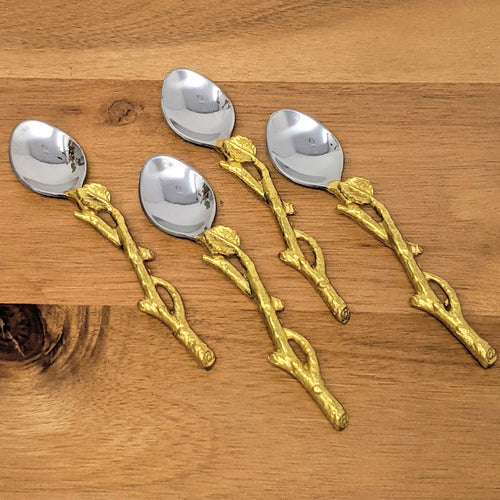 Gilded Leaf Teaspoon Set | 4 Pieces
