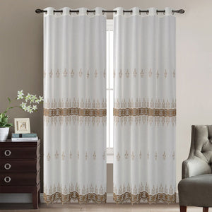 Brown Chili Embroidered Sheer Curtain | 56" By 90"