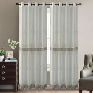Smoke Chili Embroidered Sheer Curtain | 56" By 90"