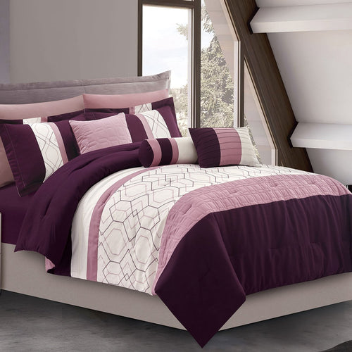 Lavender Luxury Comforter Set Bed in A Bag – 9 Piece Bed Sets – Ultra Soft Microfiber