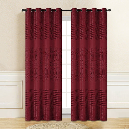 Dark Red Genevieve Embroidery Room Darkening Curtain | 56