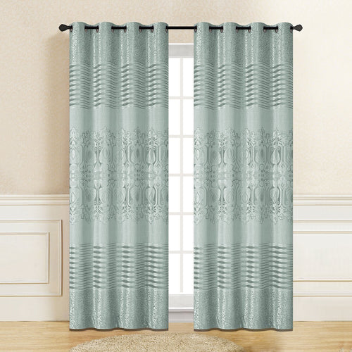 Turquoise Green Genevieve Embroidery Room Darkening Curtain | 56
