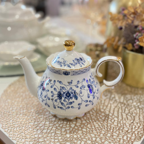 Midnight Blue Flower Tea Pot