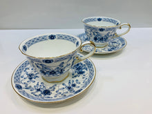 Load image into Gallery viewer, Midnight Blue Flower Cup and Saucer Set | Pair
