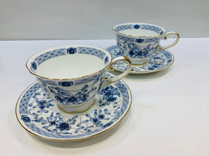 Midnight Blue Flower Cup and Saucer Set | Pair