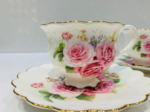 Country Rose Cup and Saucer Set | Pair