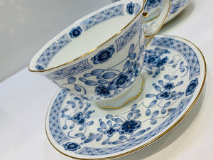 Midnight Blue Flower Cup and Saucer Set | Pair