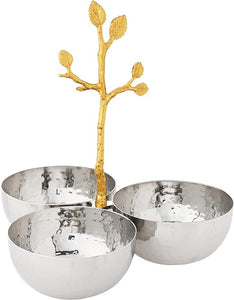 Gilded Leaf Triple Nut Bowl