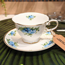 Load image into Gallery viewer, Blue Country Rose Cup and Saucer Set | Pair
