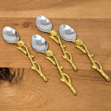 Load image into Gallery viewer, Gilded Leaf Teaspoon Set | 4 Pieces

