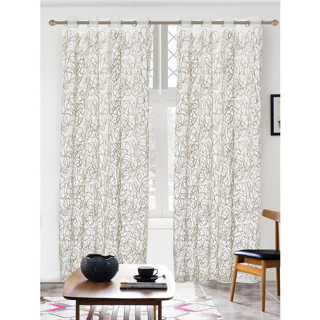 Gold on White Sydney Sheer Curtain | 60