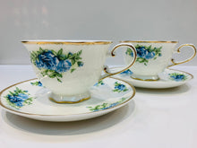 Charger l&#39;image dans la galerie, Blue Country Rose Cup and Saucer Set | Pair
