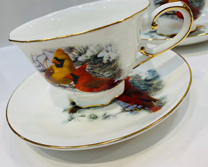 Cardinal Cup and Saucer Set | Pair