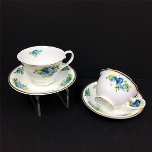 Blue Country Rose Cup and Saucer Set | Pair